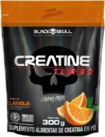 Creatine Turbo BlackSkull - Creatina Monohidratada em pó, com carboidrato para melhor absorção e performance (300g Refil, Laranja)