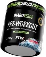 FTW Pré-Treino Diabo Verde em Pó com Cafeína, Aminoácidos Beta‑Alanina e Arginina para Treinos e Atividades Físicas - Pote 300 g (Cereja Ice)