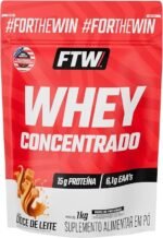 FTW Whey Concentrado com Proteína Concentrada WPC, Suplemento Alimentar em Pó com 15g de Proteína por Porção, Rico em Aminoácidos Essenciais, Sem Glúten – Refil 1KG (Doce de Leite) - Imagem 3