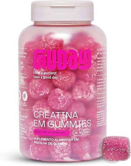 Guday Creatina Monoidratada em Gummies 60 Gomas Sabor Frutas Vermelhas – Suplementação Prática e Refrescante para Sua Rotina de Treinos