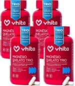 Magnésio Quelato Trio, Dimalato, Bisglicinato e Taurato com Vitamina B6 350mg Vhita 60 Cápsulas (4 unidades)