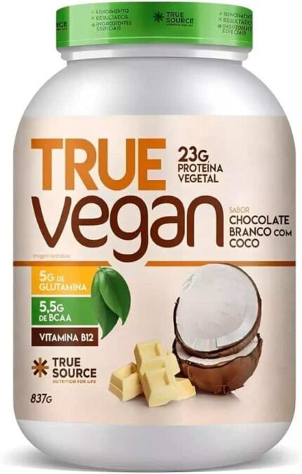 True Source True Vegan Proteína Vegetal - 837G Chocolate Branco Com Coco