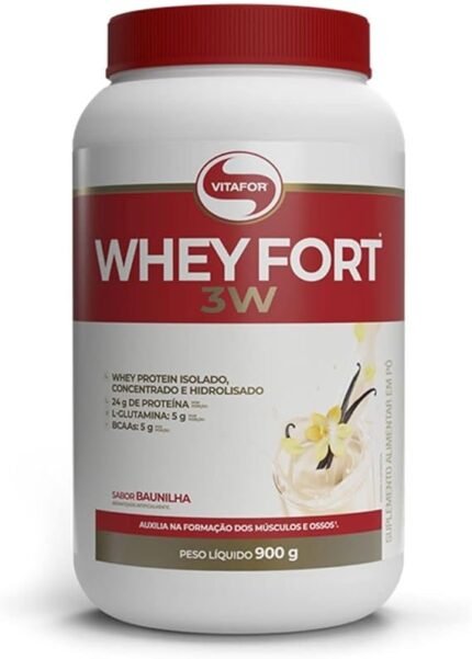 Whey Fort 3W (900g), Baunilha, VitaFor